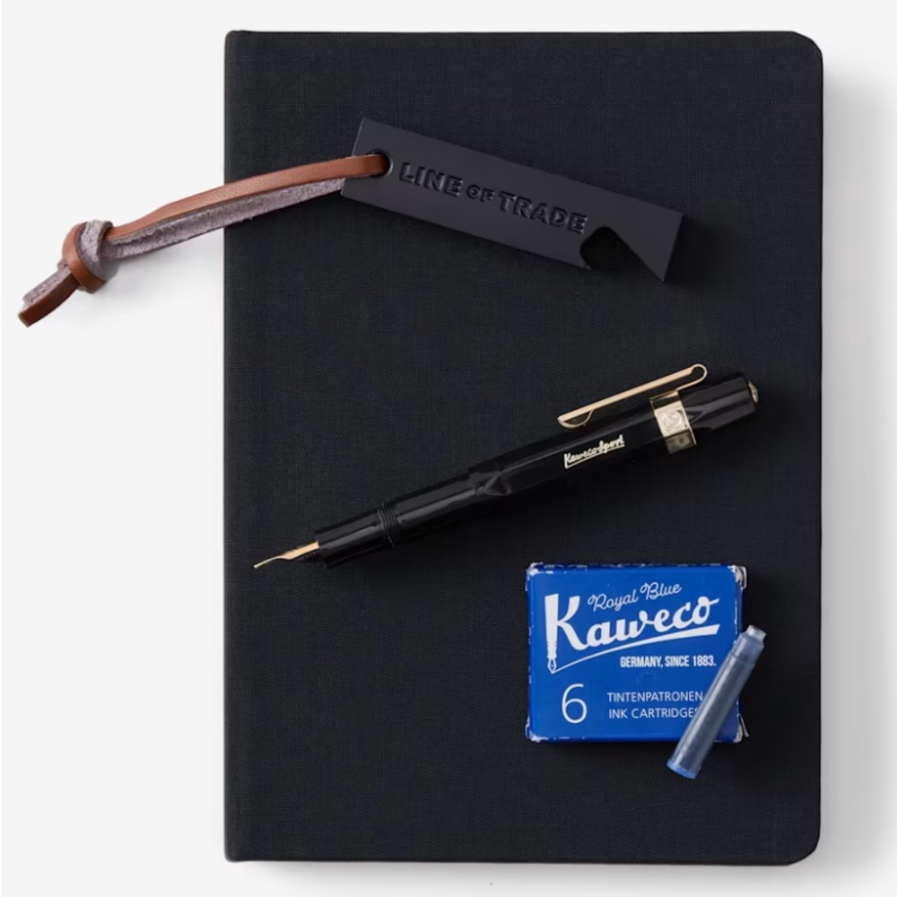 Bespoke gift set- fountain pen, notebook, ink refills, bottle opener